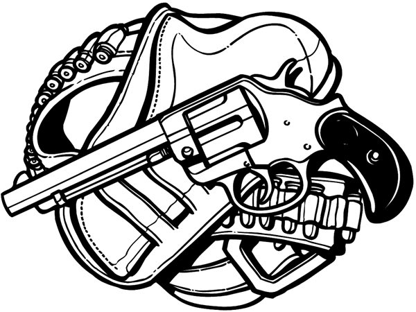 Pistol, holster and ammo belt vinyl sticker. Customize on line. Wars and Terrorism 097-0147